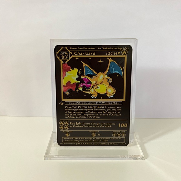 Pokemon Charizard 4/102 METAL GOLD CARD Card Collectible/Gift/Display - Picture 3 of 3